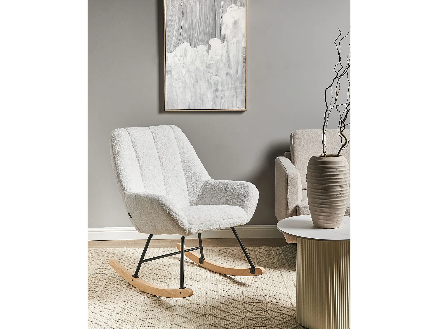 Fauteuil à bascule KINNO Bouclé Blanc cassé