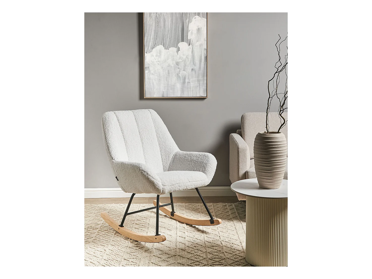 Fauteuil à bascule KINNO Bouclé Blanc cassé