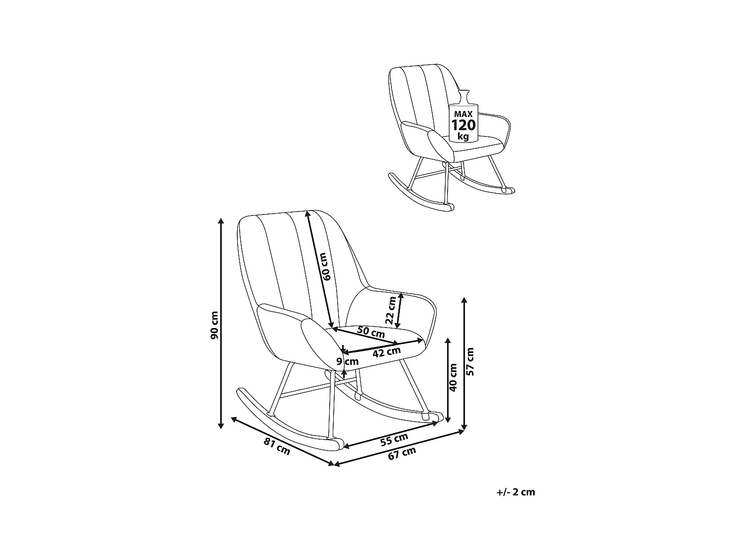 Fauteuil à bascule KINNO Bouclé Blanc cassé