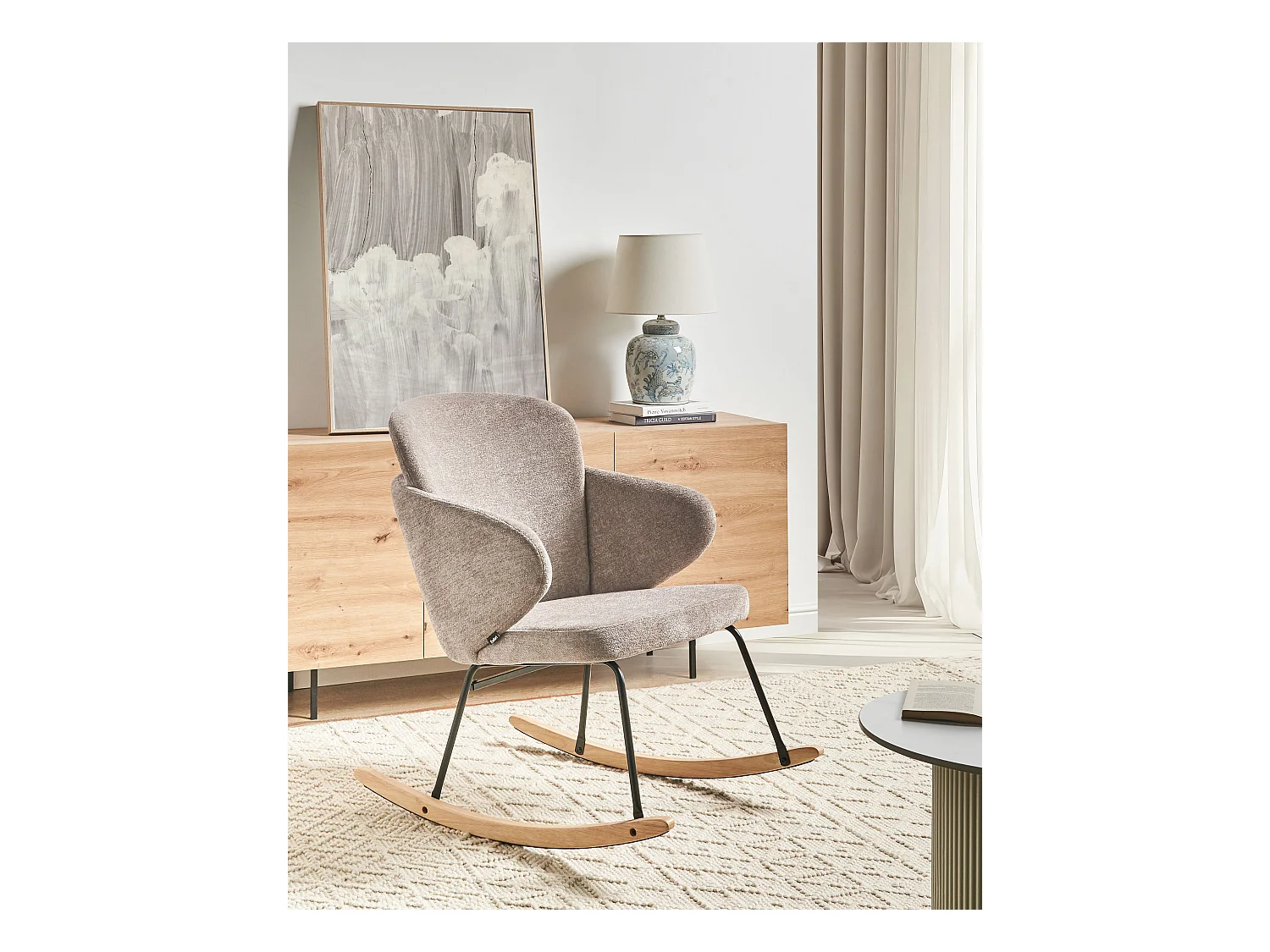 Fauteuil à bascule VIKEN Tissu Taupe