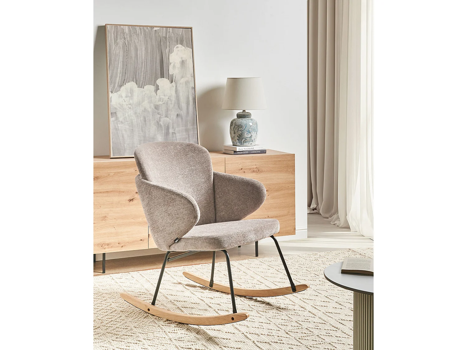 Fauteuil à bascule VIKEN Tissu Taupe