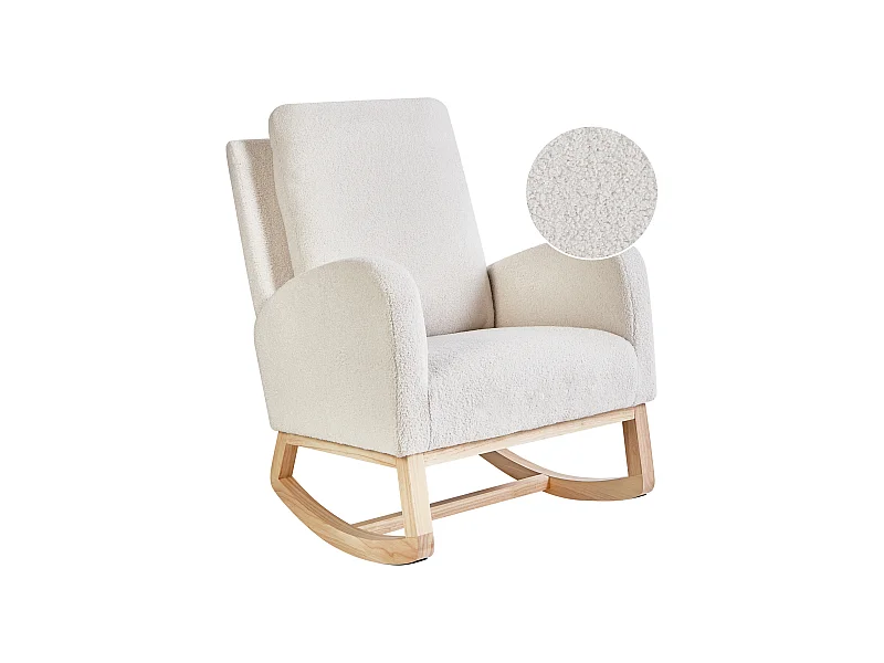 Schommelstoel ALSTA Bouclé Gebroken wit