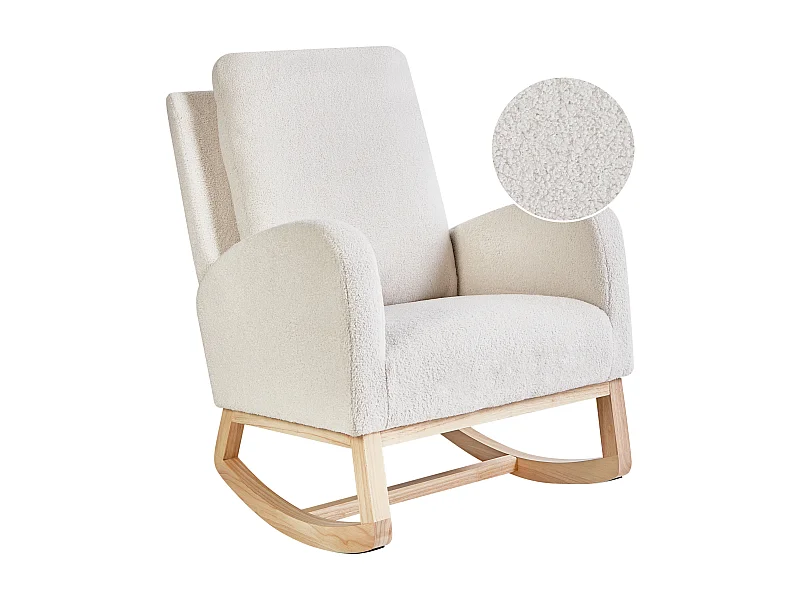 Poltrona de Baloiço ALSTA Bouclé Branco creme