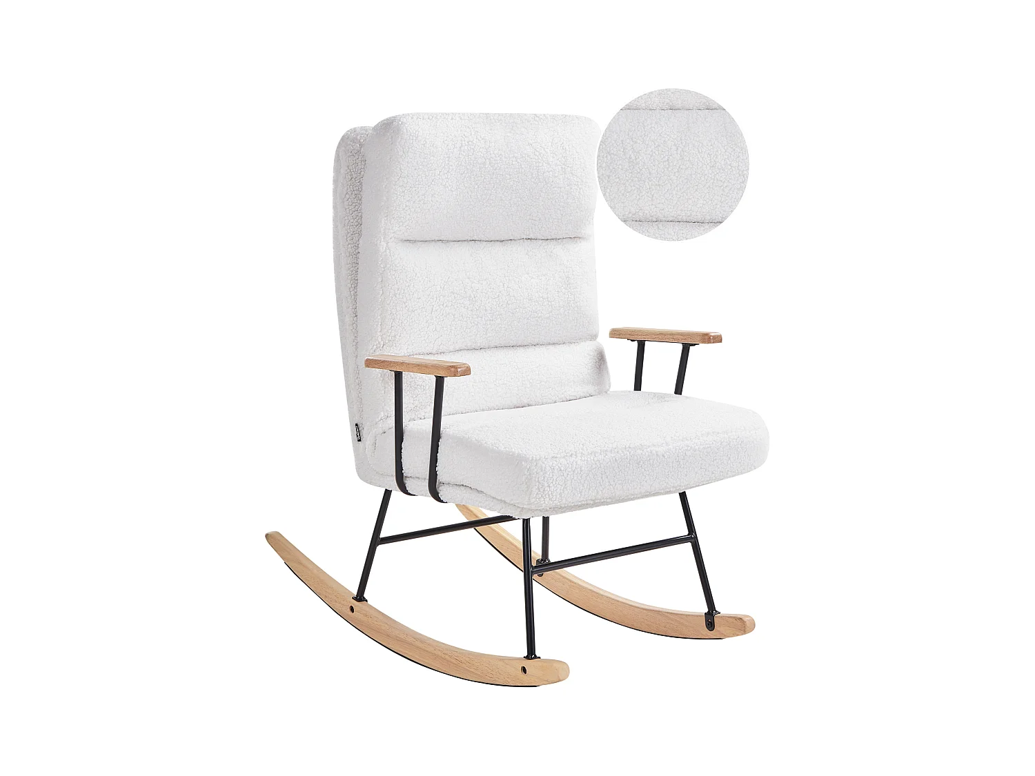 Fotel bujany ESKELIN Rozkładany Boucle Złamana biel