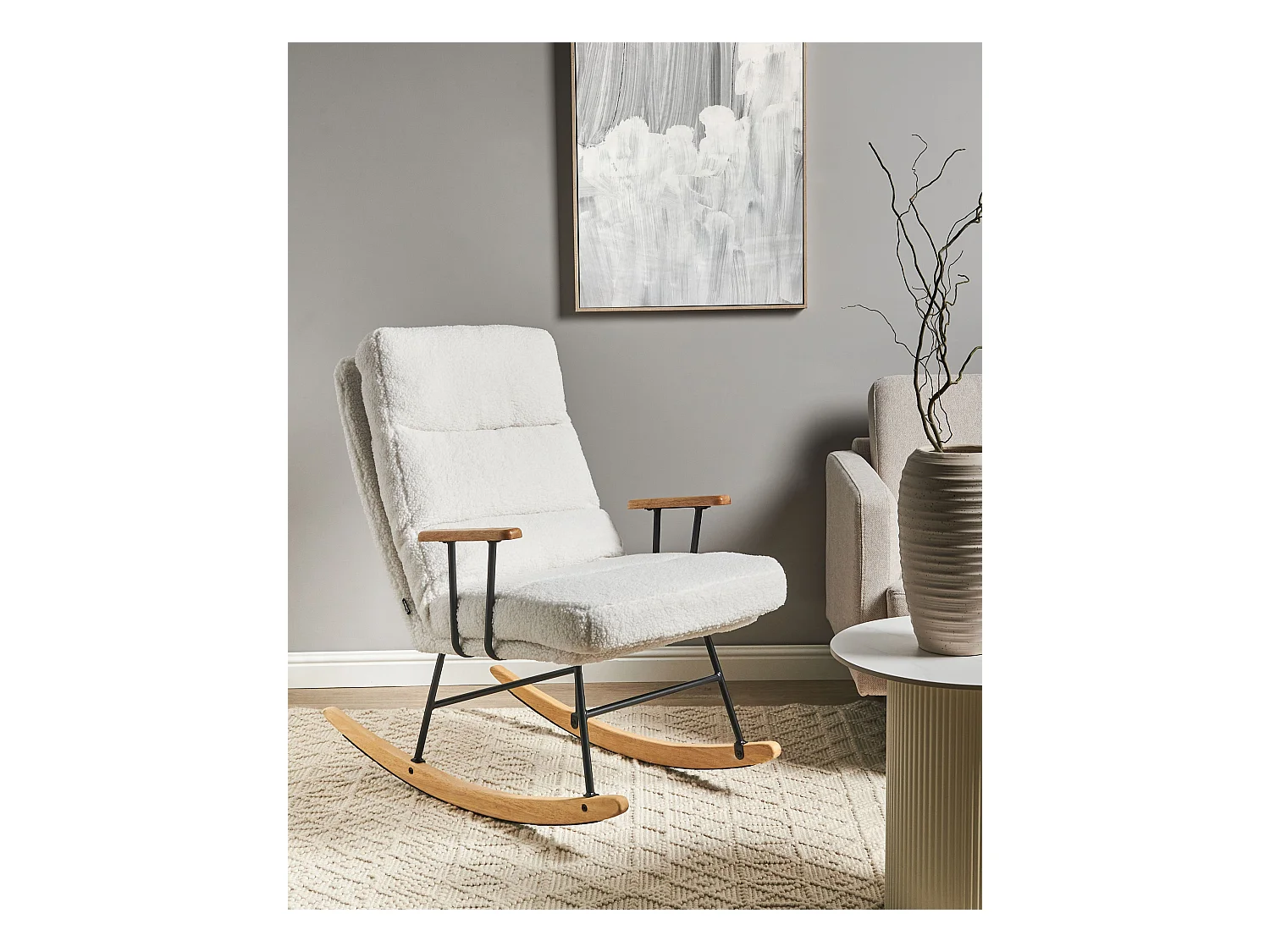 Fauteuil à bascule ESKELIN Bouclé Blanc cassé