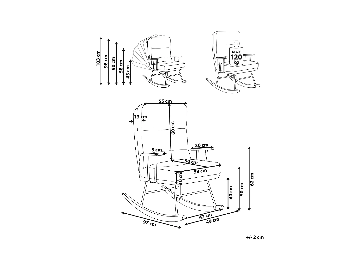 Fauteuil à bascule ESKELIN Bouclé Blanc cassé