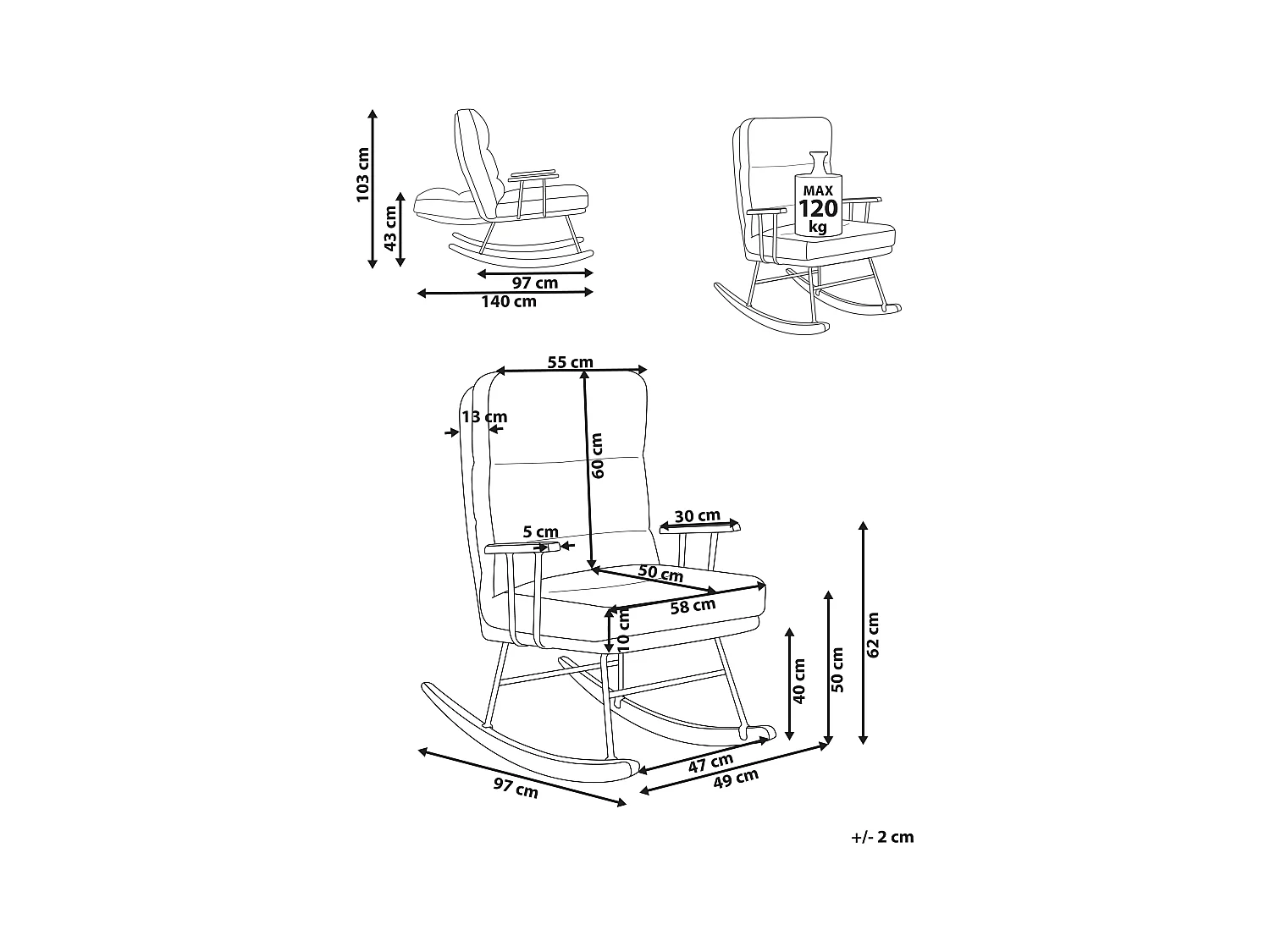 Fauteuil à bascule ESKELIN Bouclé Blanc cassé