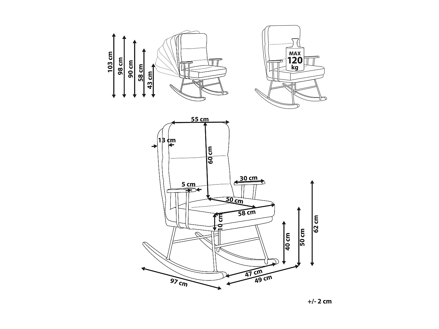 Fauteuil à bascule ESKELIN Bouclé Blanc cassé