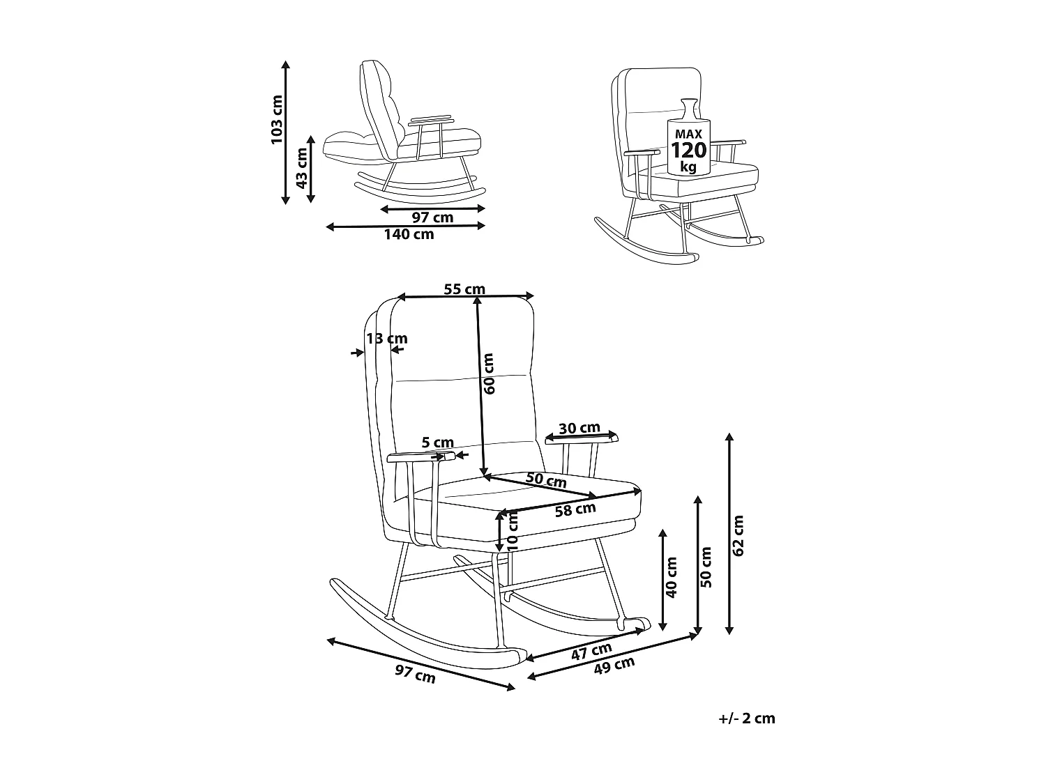 Fauteuil à bascule ESKELIN Bouclé Blanc cassé