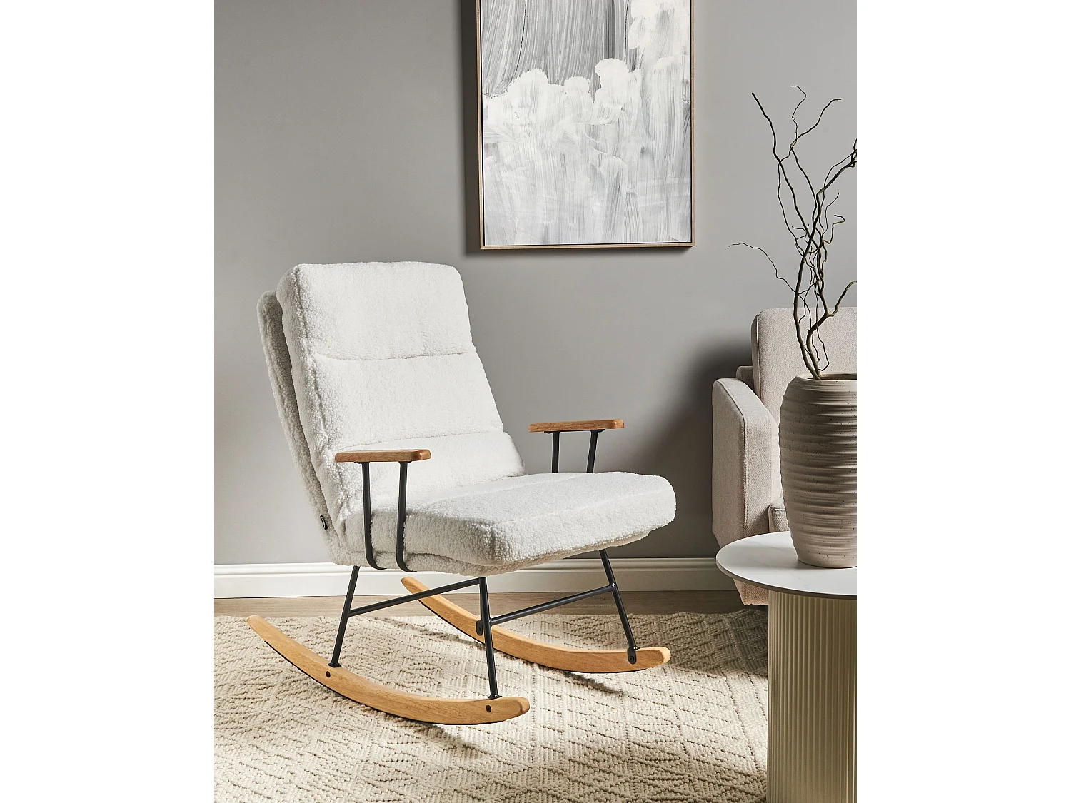 Fauteuil à bascule ESKELIN Bouclé Blanc cassé