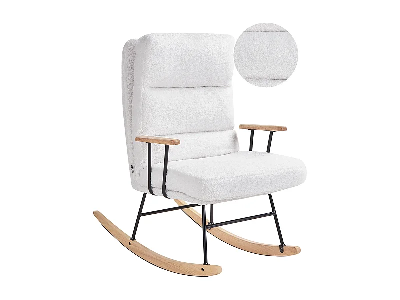 Poltrona a dondolo ESKELIN Bouclé Bianco sporco