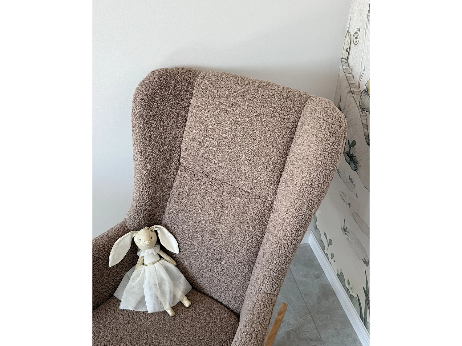 Schaukelsessel LUOMA Bouclé Beige