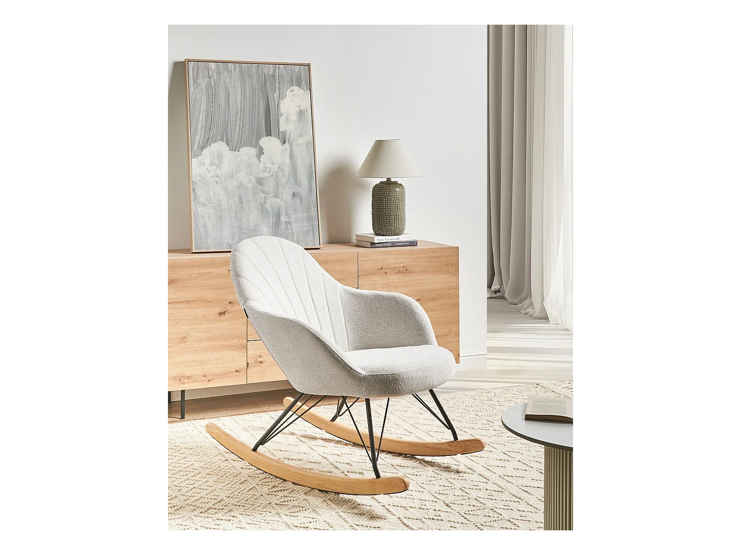 Fauteuil à bascule SKALE Tissu Blanc cassé