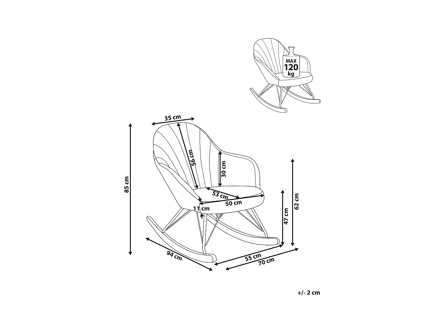 Fauteuil à bascule SKALE Tissu Blanc cassé