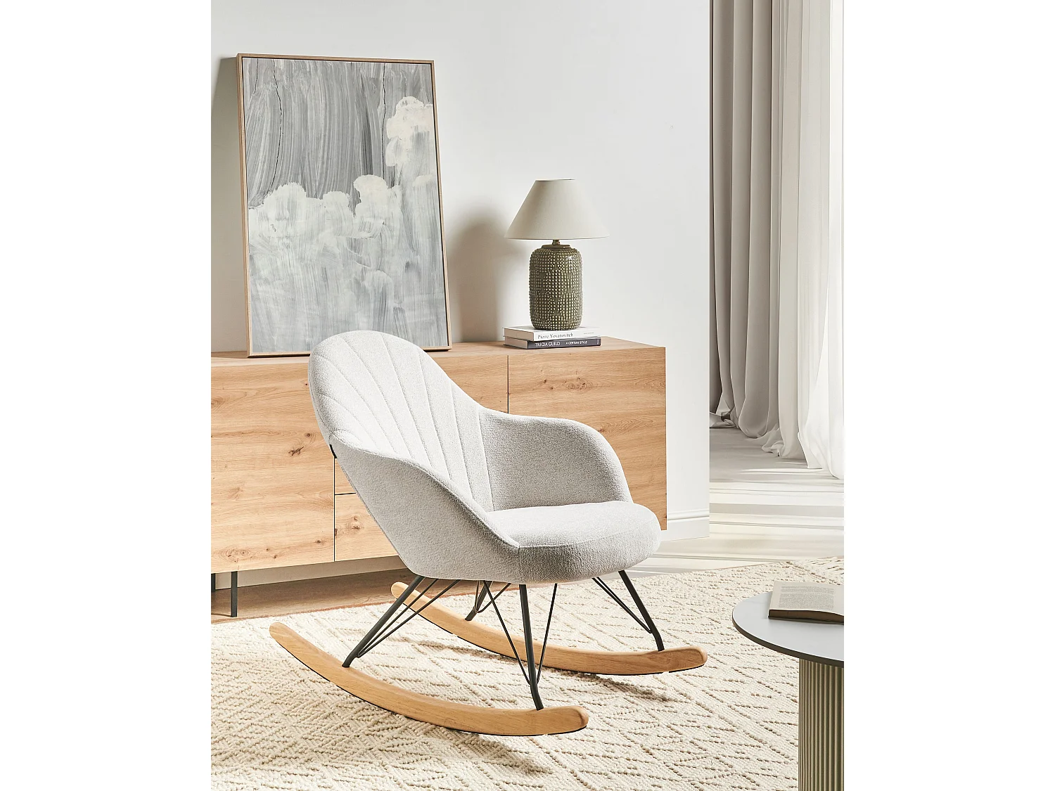 Fauteuil à bascule SKALE Tissu Blanc cassé