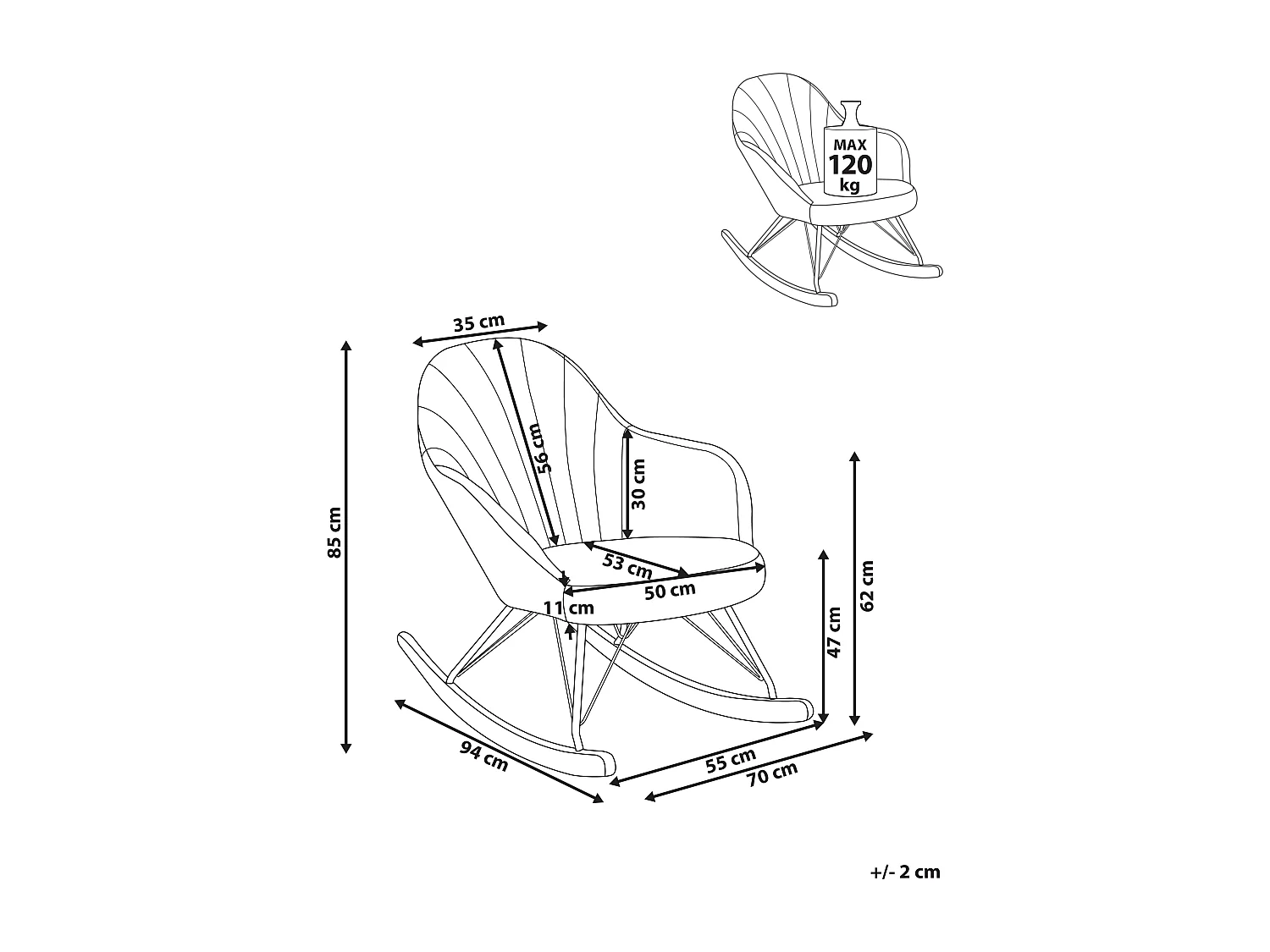 Fauteuil à bascule SKALE Tissu Blanc cassé