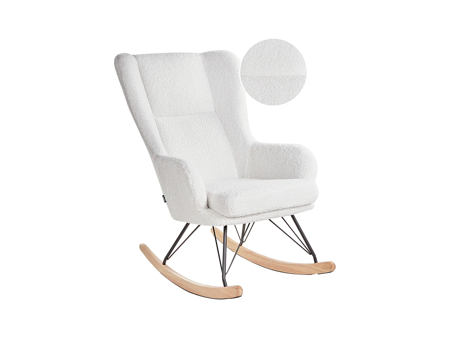 Silla mecedora LUOMA Bouclé Blanco crema