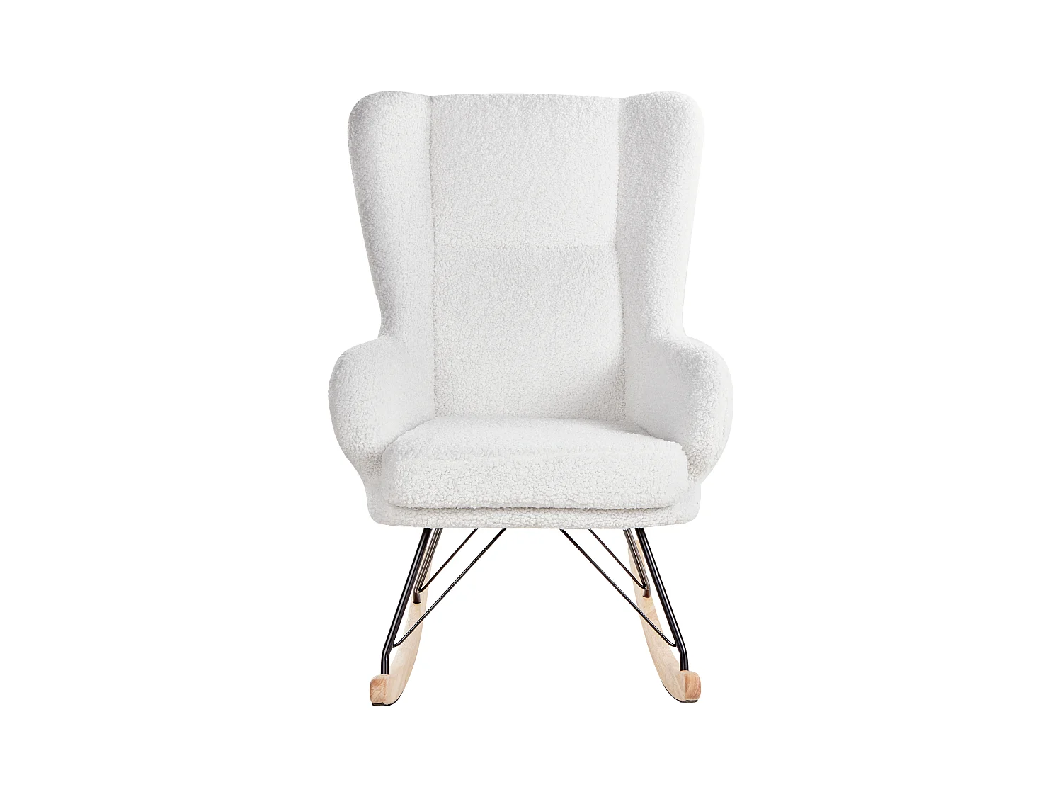 Silla mecedora LUOMA Bouclé Blanco crema