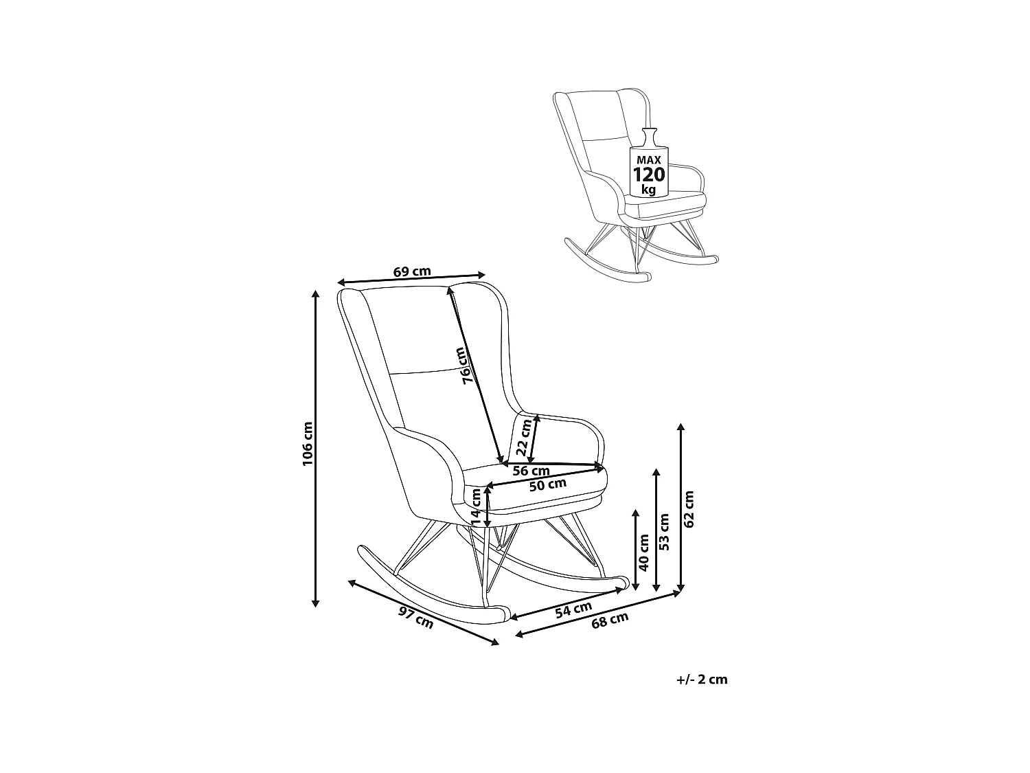 Fauteuil à bascule LUOMA Bouclé Blanc cassé
