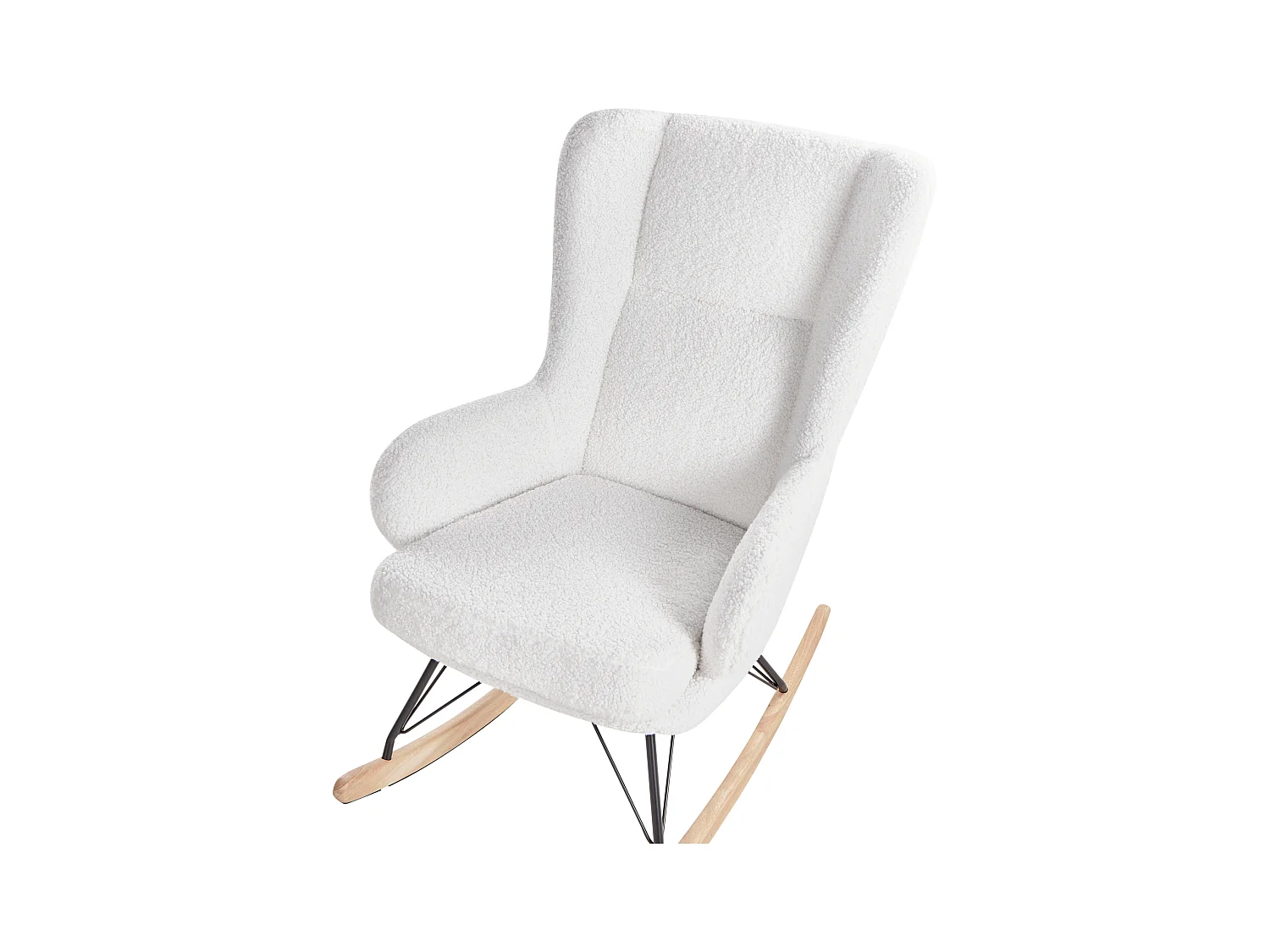 Fauteuil à bascule LUOMA Bouclé Blanc cassé