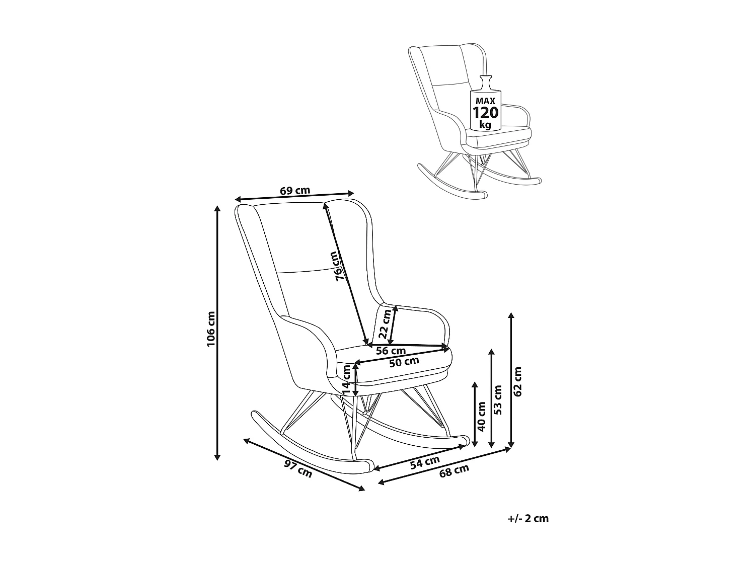 Fauteuil à bascule LUOMA Bouclé Blanc cassé
