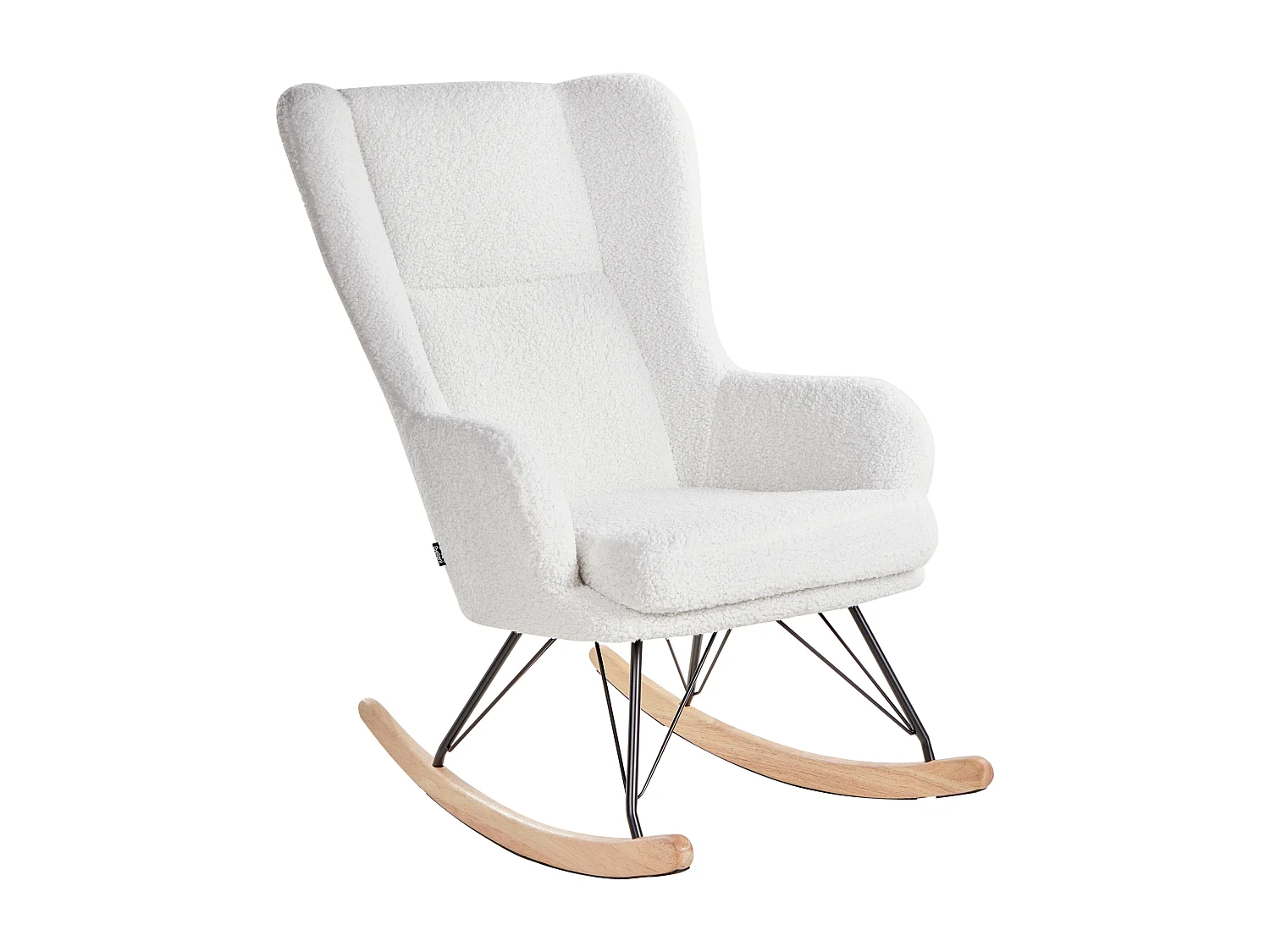 Fauteuil à bascule LUOMA Bouclé Blanc cassé