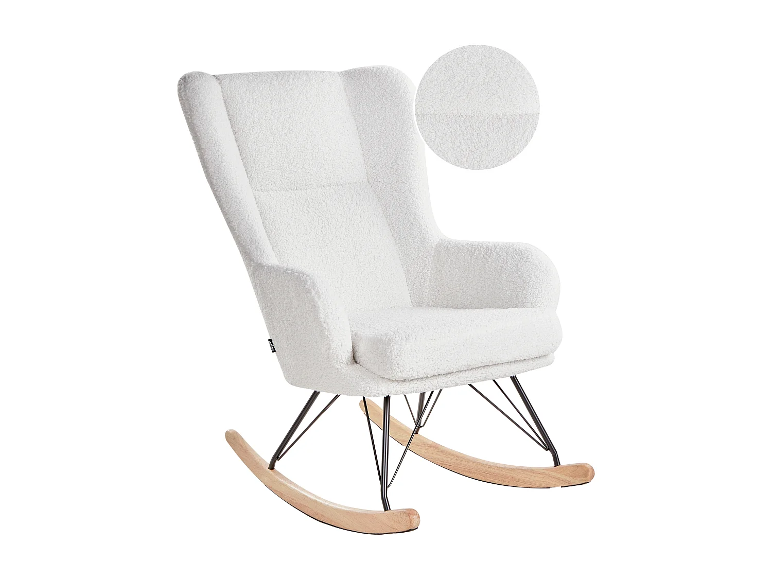 Silla mecedora LUOMA Bouclé Blanco crema