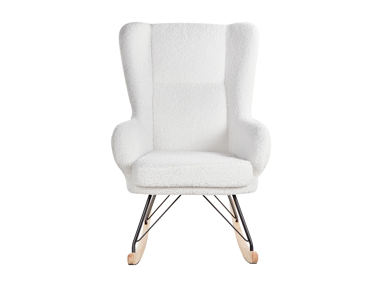 Silla mecedora LUOMA Bouclé Blanco crema