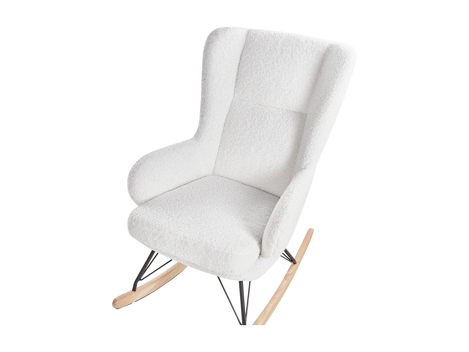 Silla mecedora LUOMA Bouclé Blanco crema