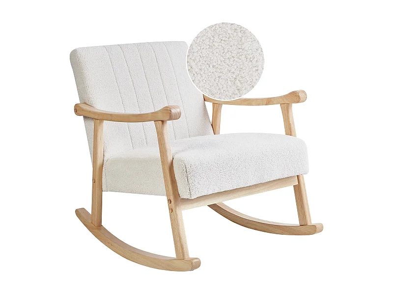 Fauteuil à bascule LEKNES Bouclé Blanc cassé