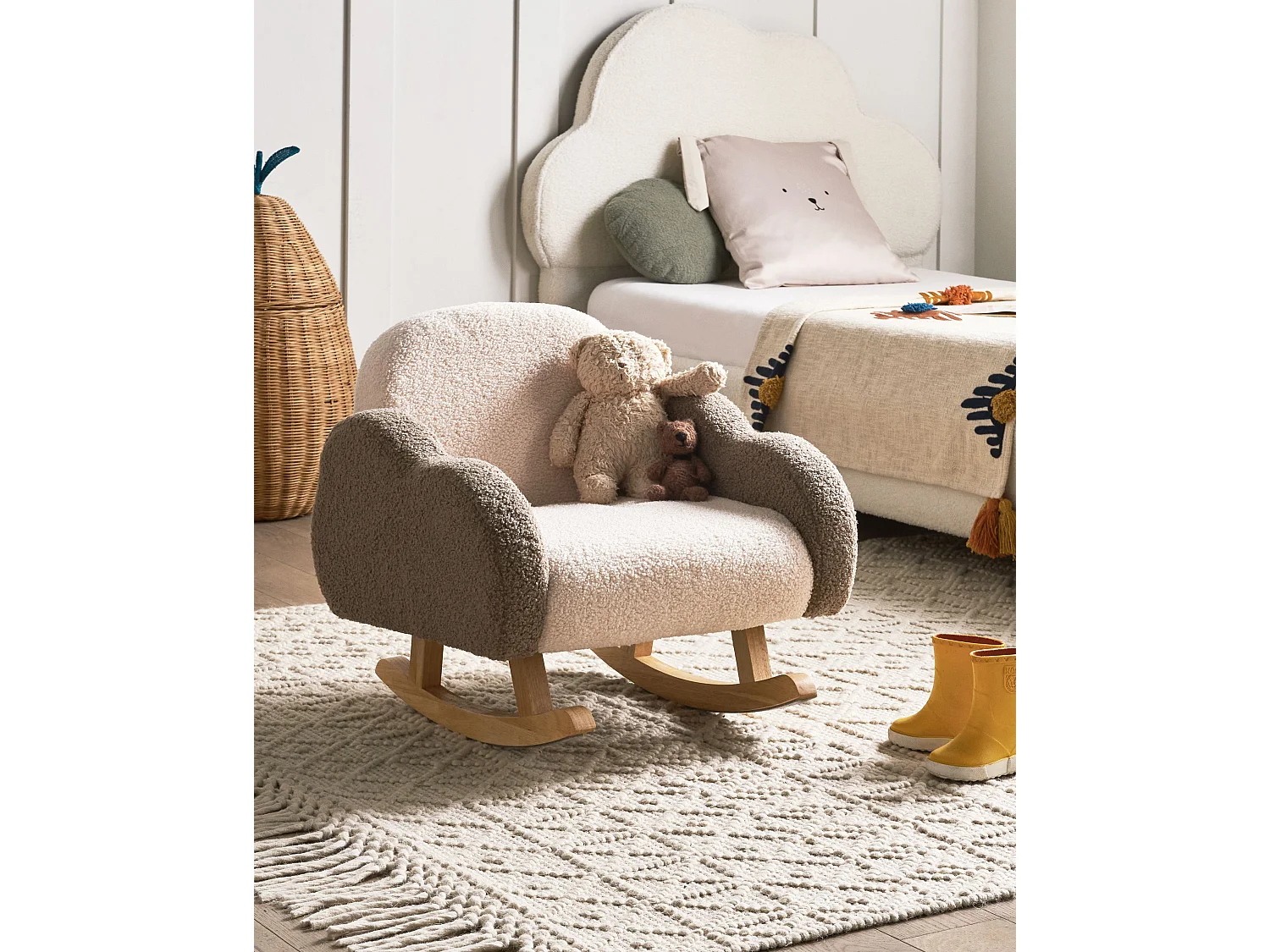 Chaise à bascule pour enfants Nuage SKARE Bouclé Beige