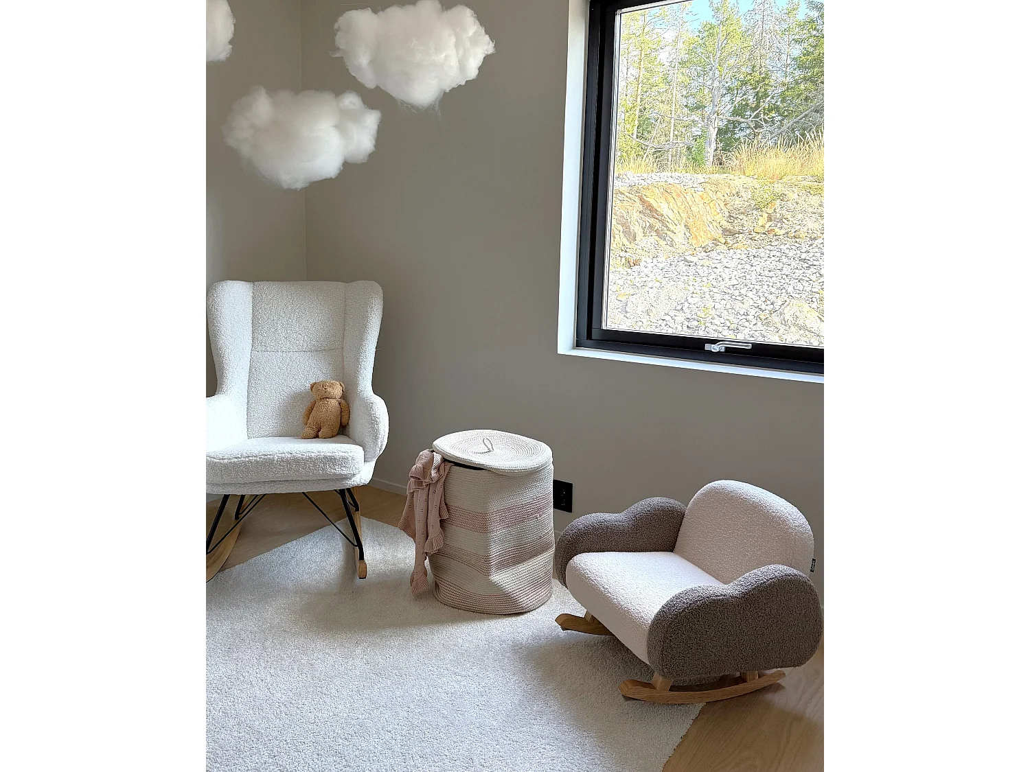 Kinderschaukelstuhl Bouclé beige SKARE