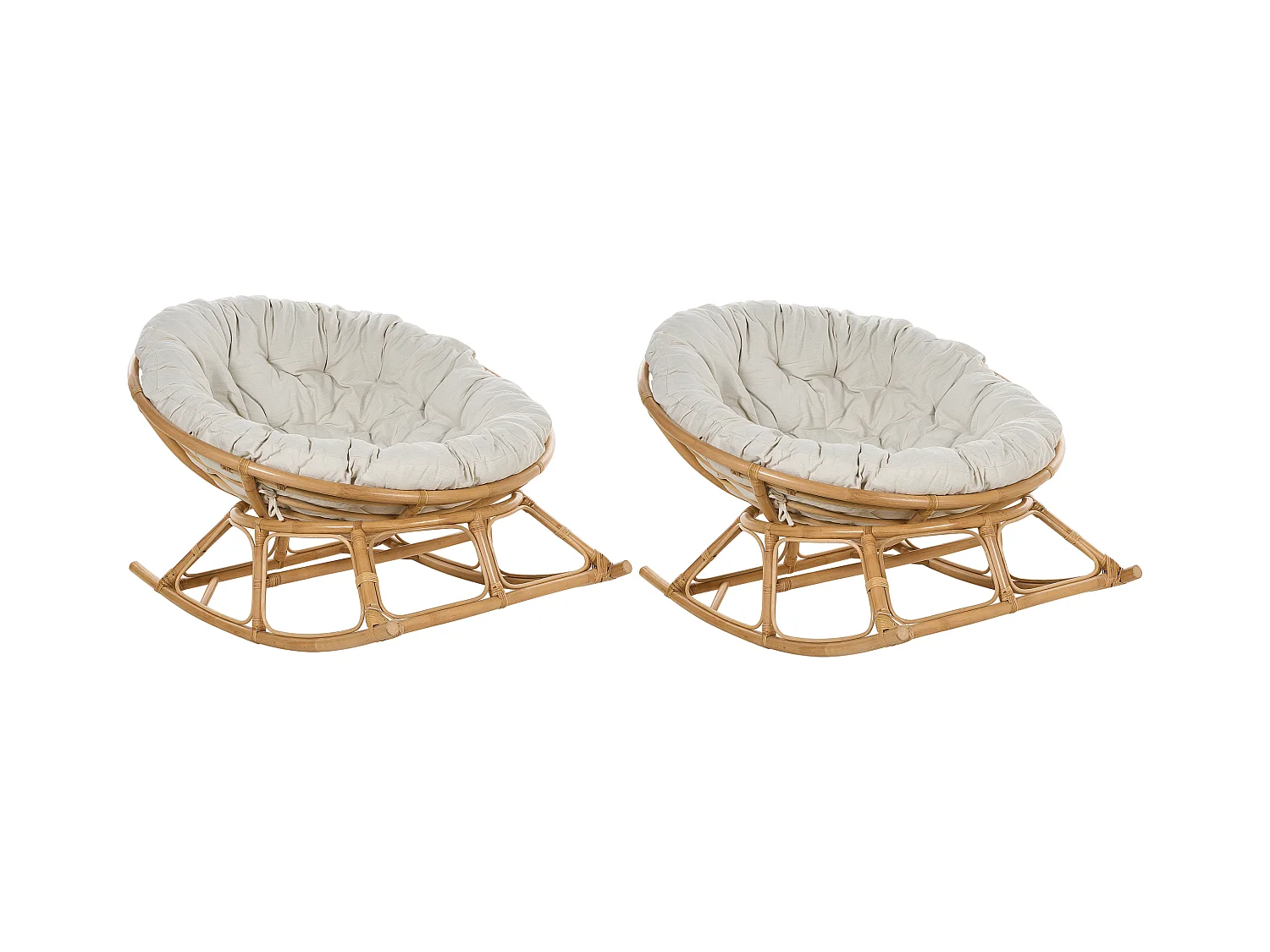 Lot de 2 fauteuils à bascule ORVIETO Rotin Naturel