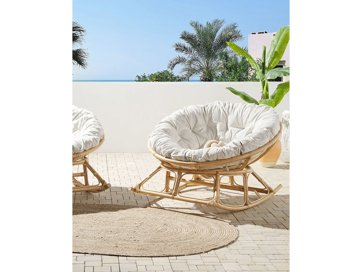 Lot de 2 fauteuils à bascule ORVIETO Rotin Naturel