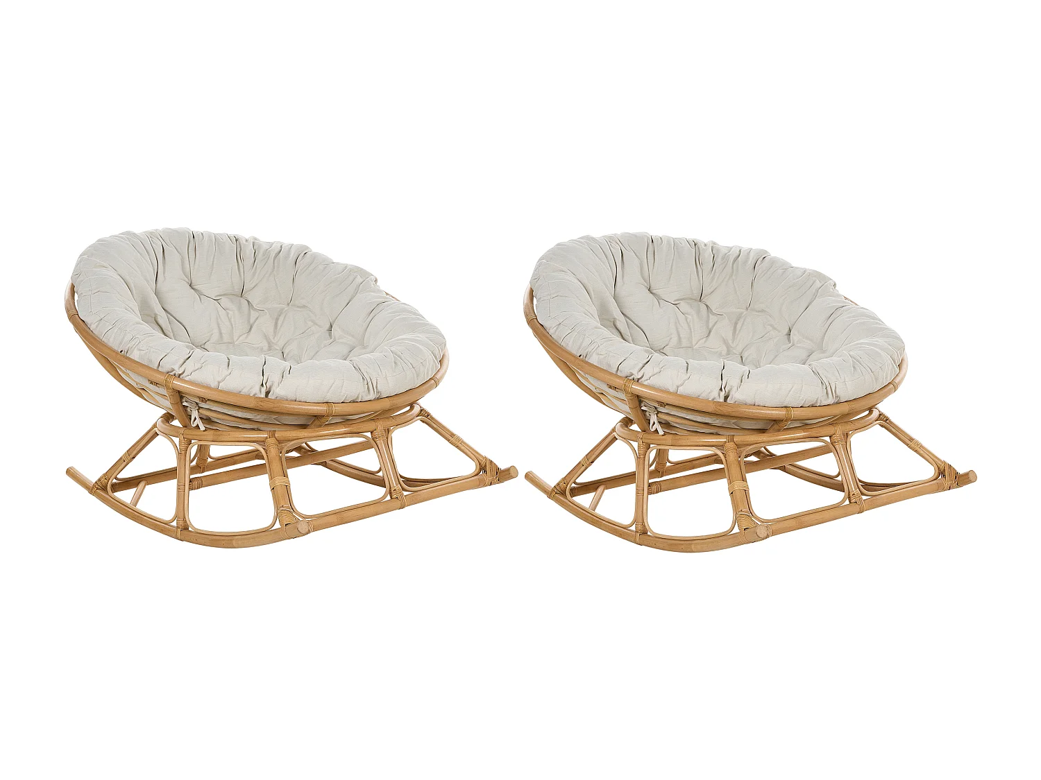 Lot de 2 fauteuils à bascule ORVIETO Rotin Naturel