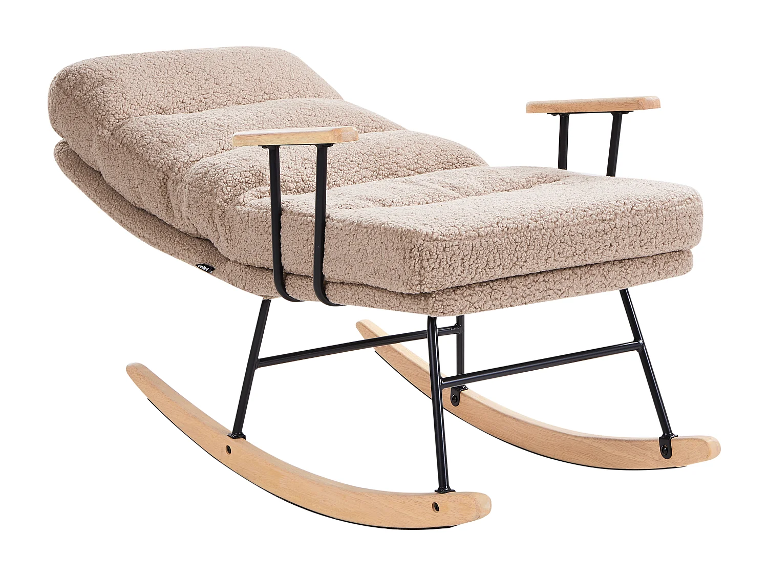 Fotel bujany ESKELIN Rozkładany Boucle Beżowy