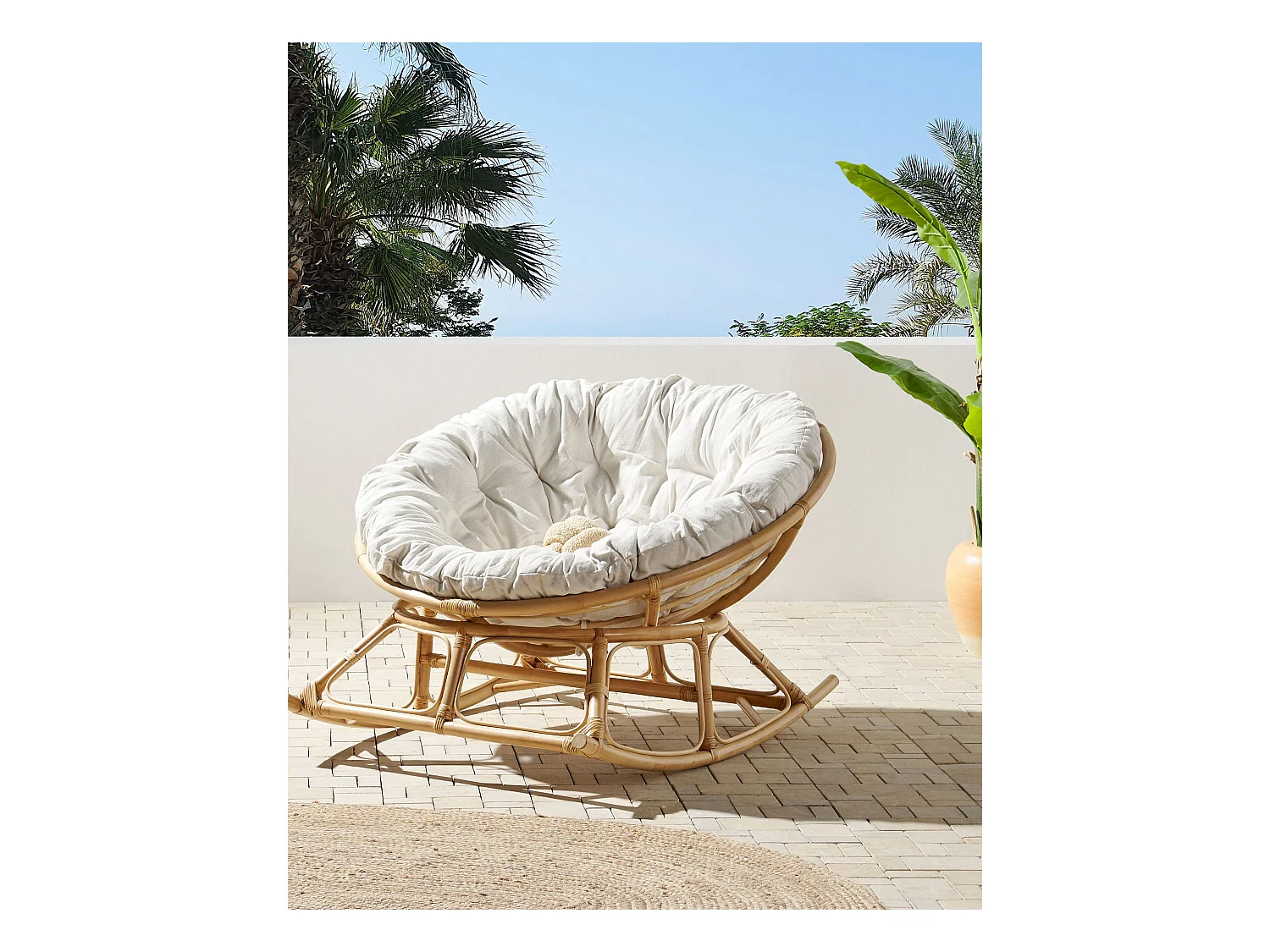 Fauteuil à bascule ORVIETO Rotin Naturel