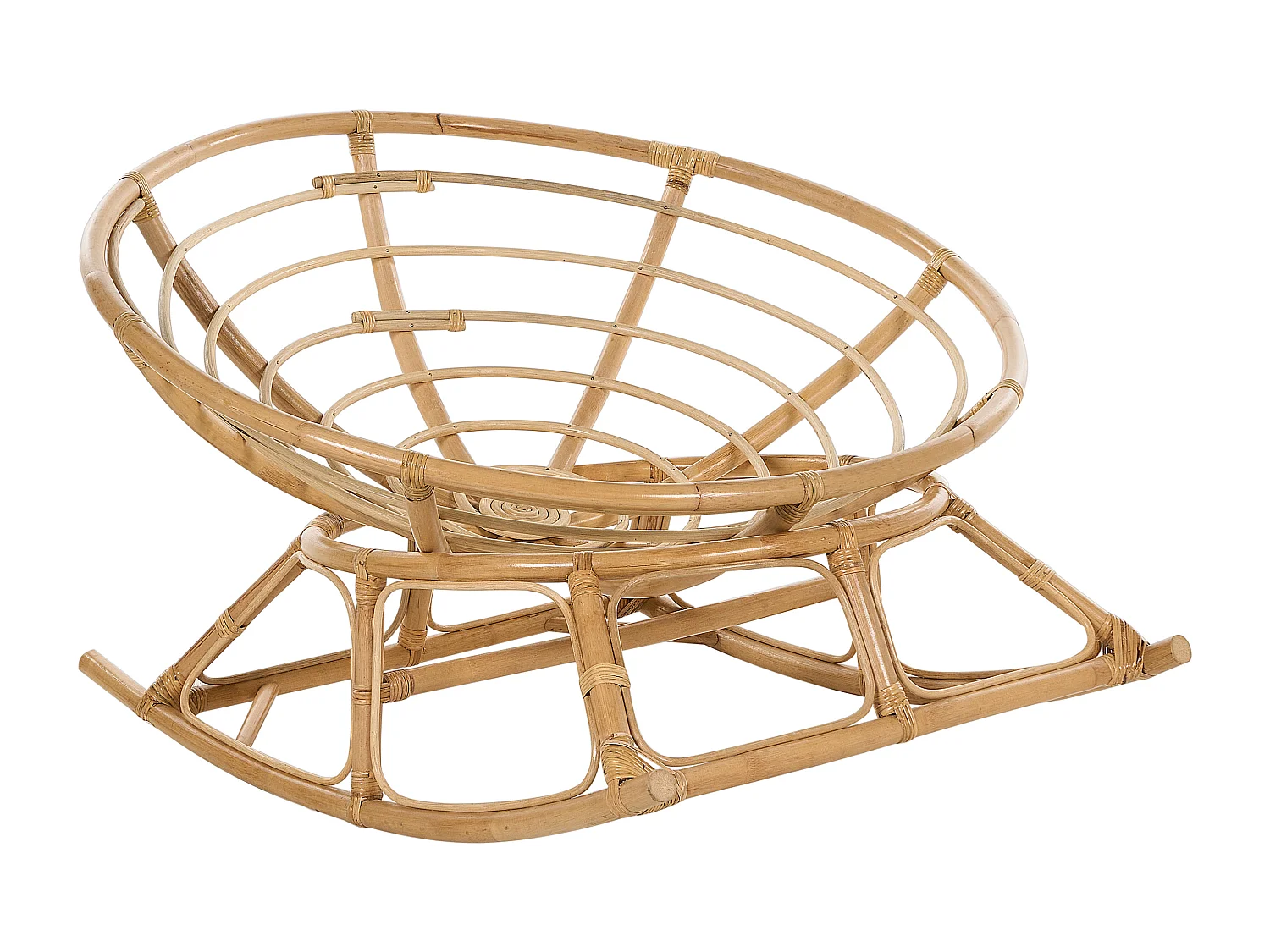 Schaukelstuhl Rattan natürlich / beige mit Kissen Boho Stil Orvieto