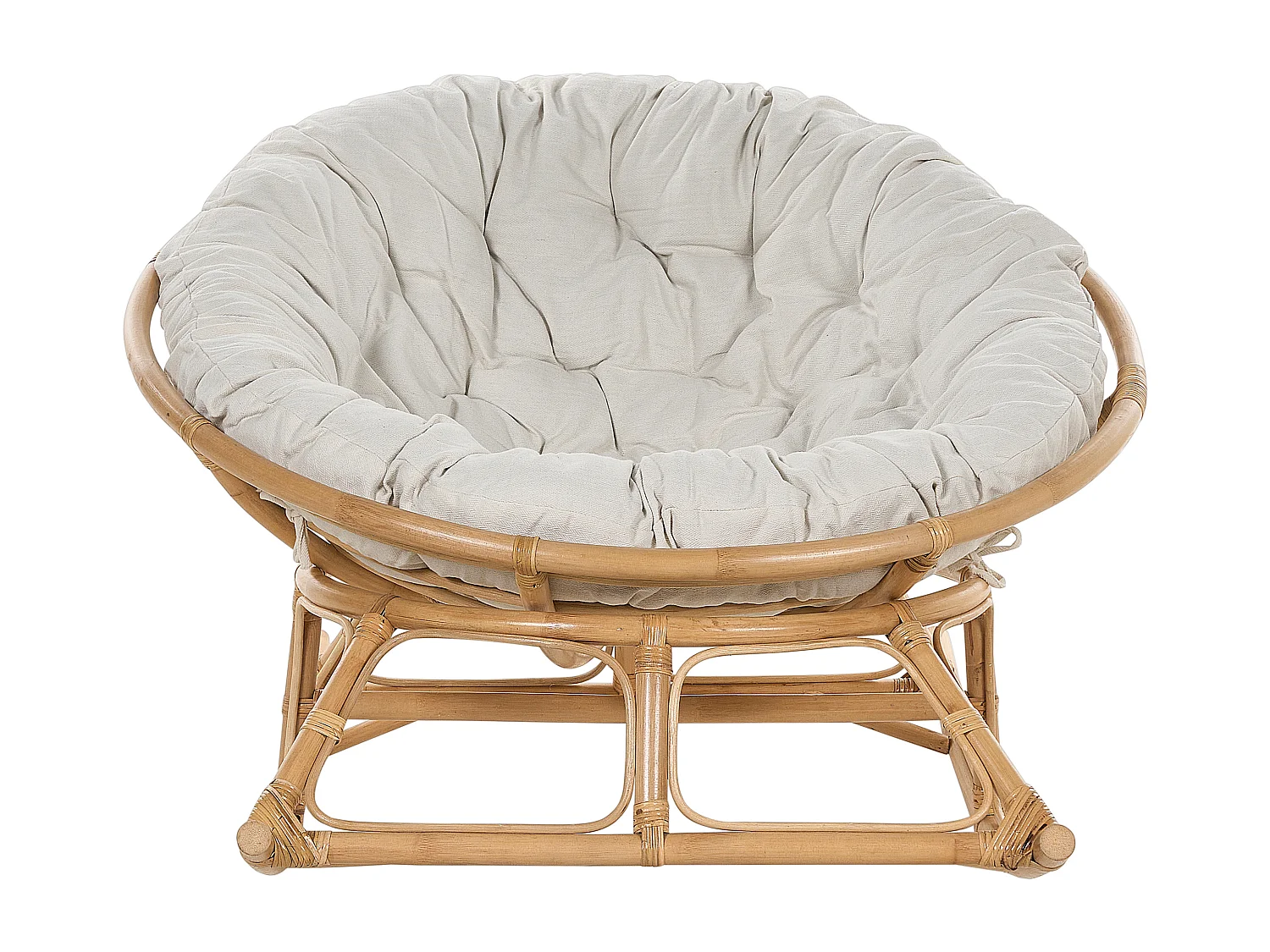 Schaukelstuhl Rattan natürlich / beige mit Kissen Boho Stil Orvieto