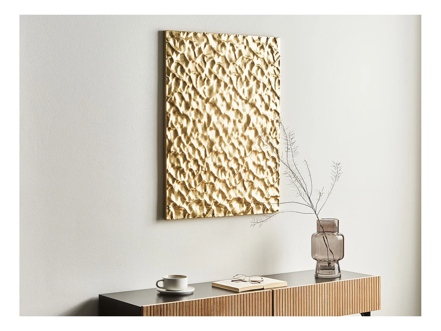 Wanddekoration Metall Eisen Quadratisch Glamour Akzent Stück Gold Coimbra