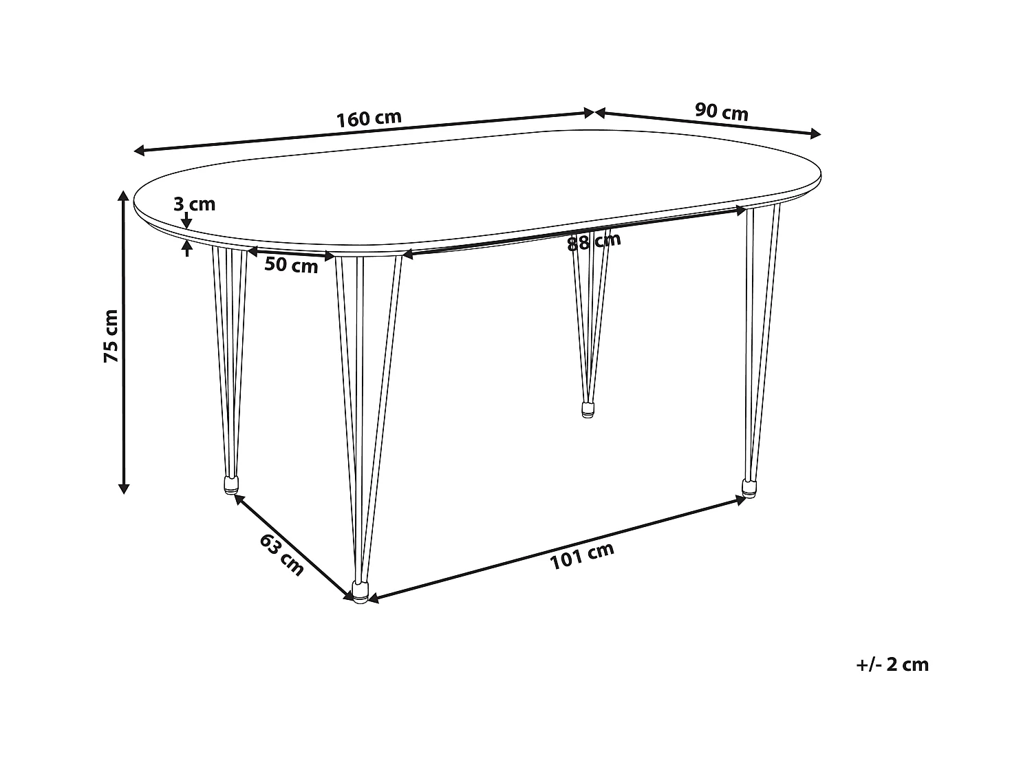 Table de repas CAVELL Marron clair 160 cm 90 cm