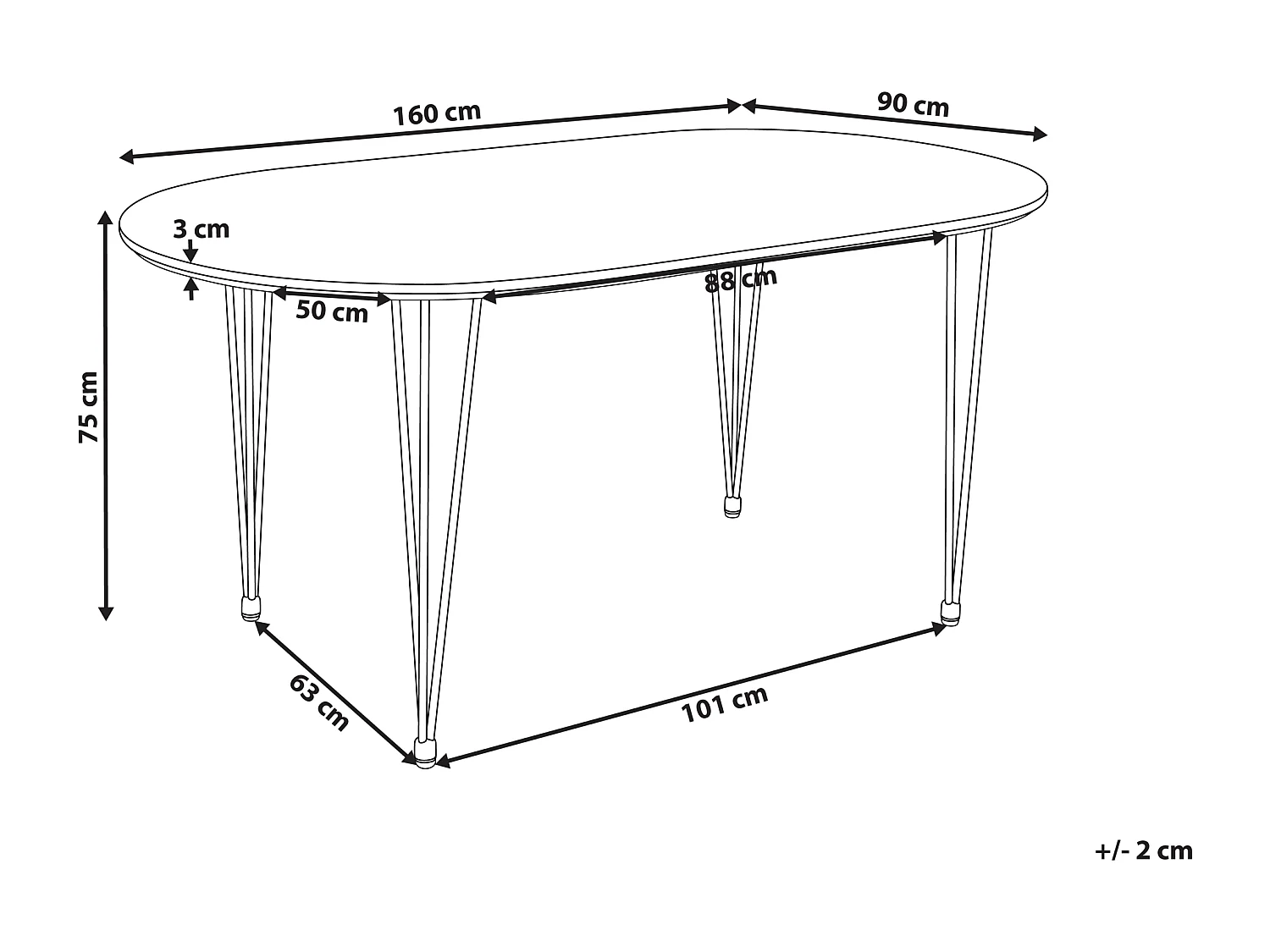 Eettafel CAVELL Lichtbruin 160 cm 90 cm