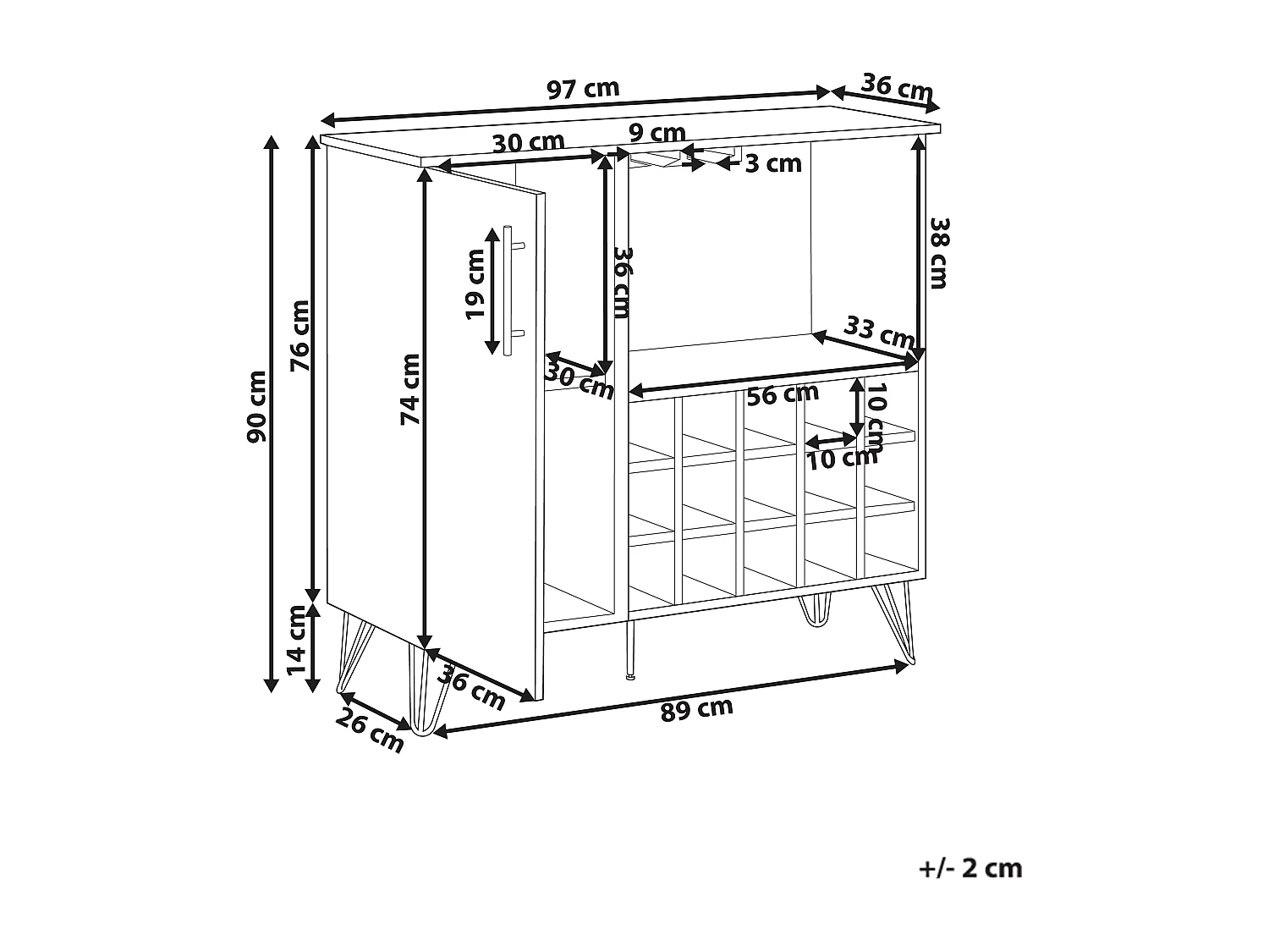 Weinregal ELISTON Hellbraun