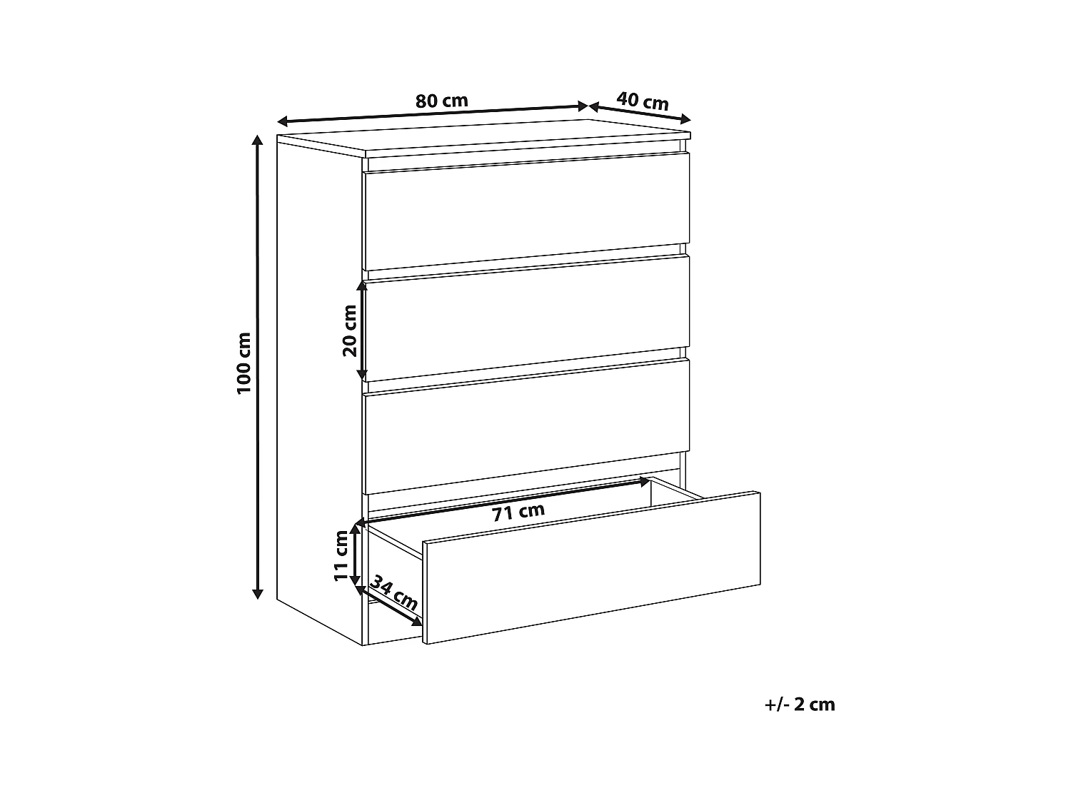 Cómoda de 4 cajones WINNIPEG Blanco