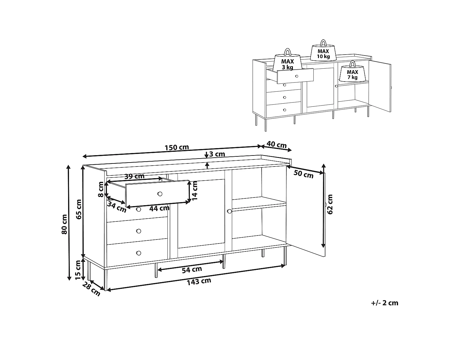Sideboard mit 2 Türen ALCOVE Weiss