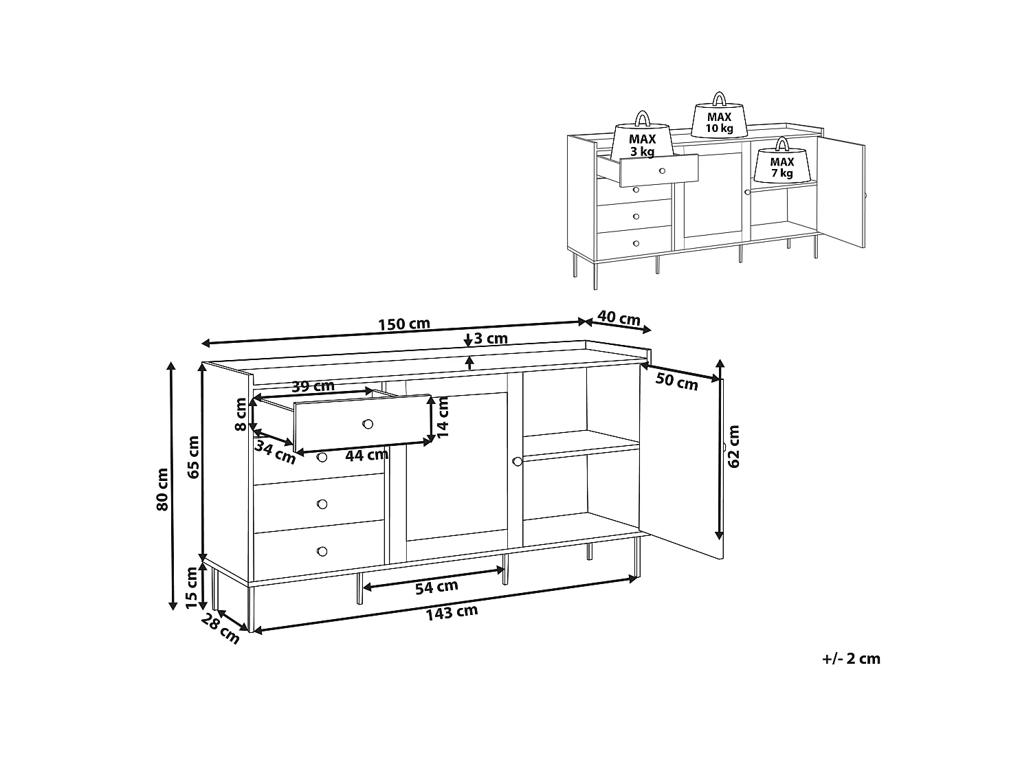 Sideboard mit 2 Türen ALCOVE Weiss