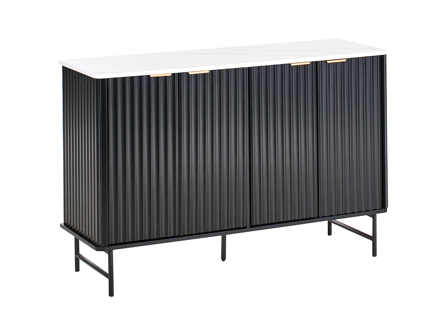 Commode 4 portes GLASTONBURY Marbre/noir