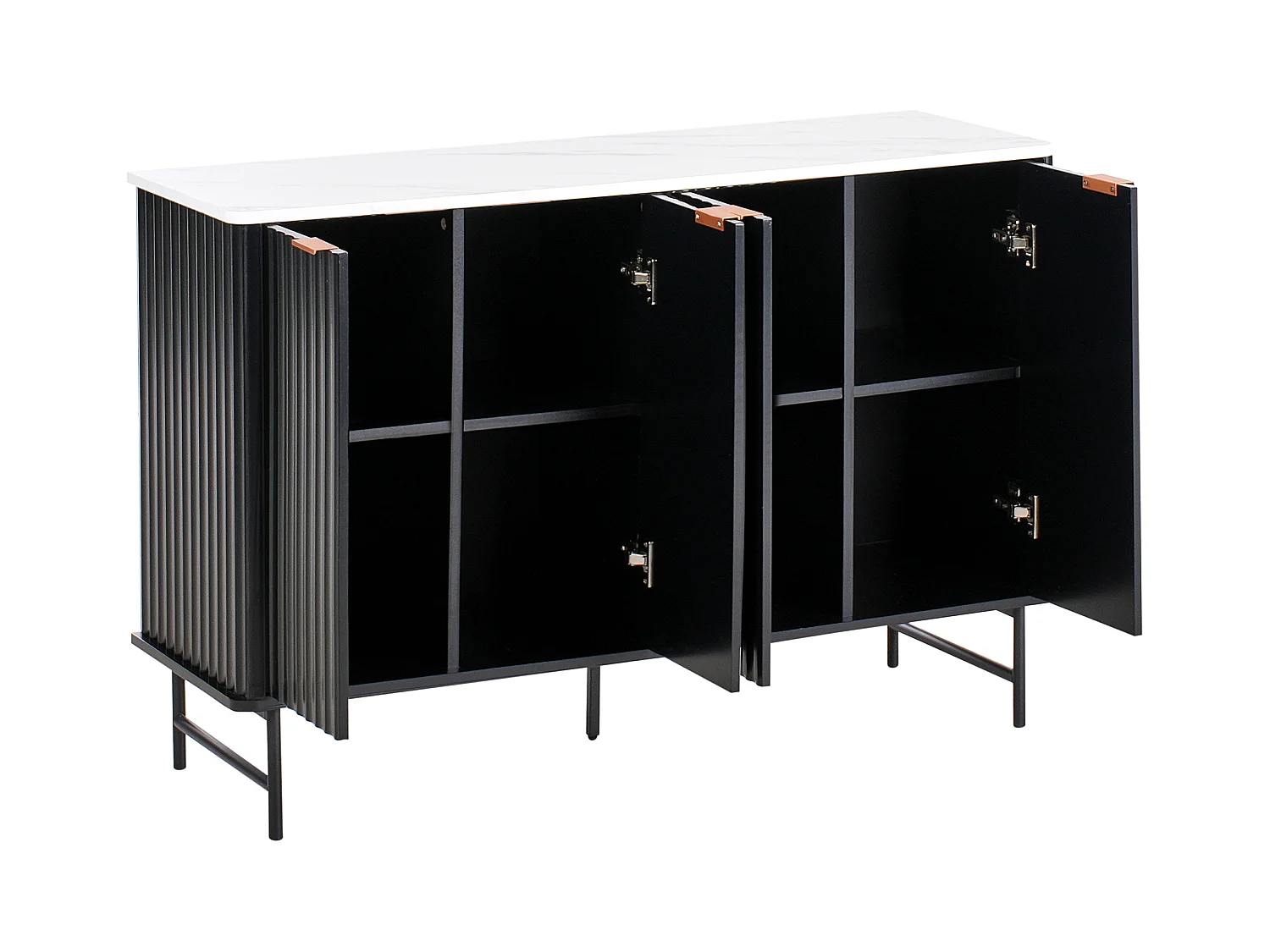 Commode 4 portes GLASTONBURY Marbre/noir
