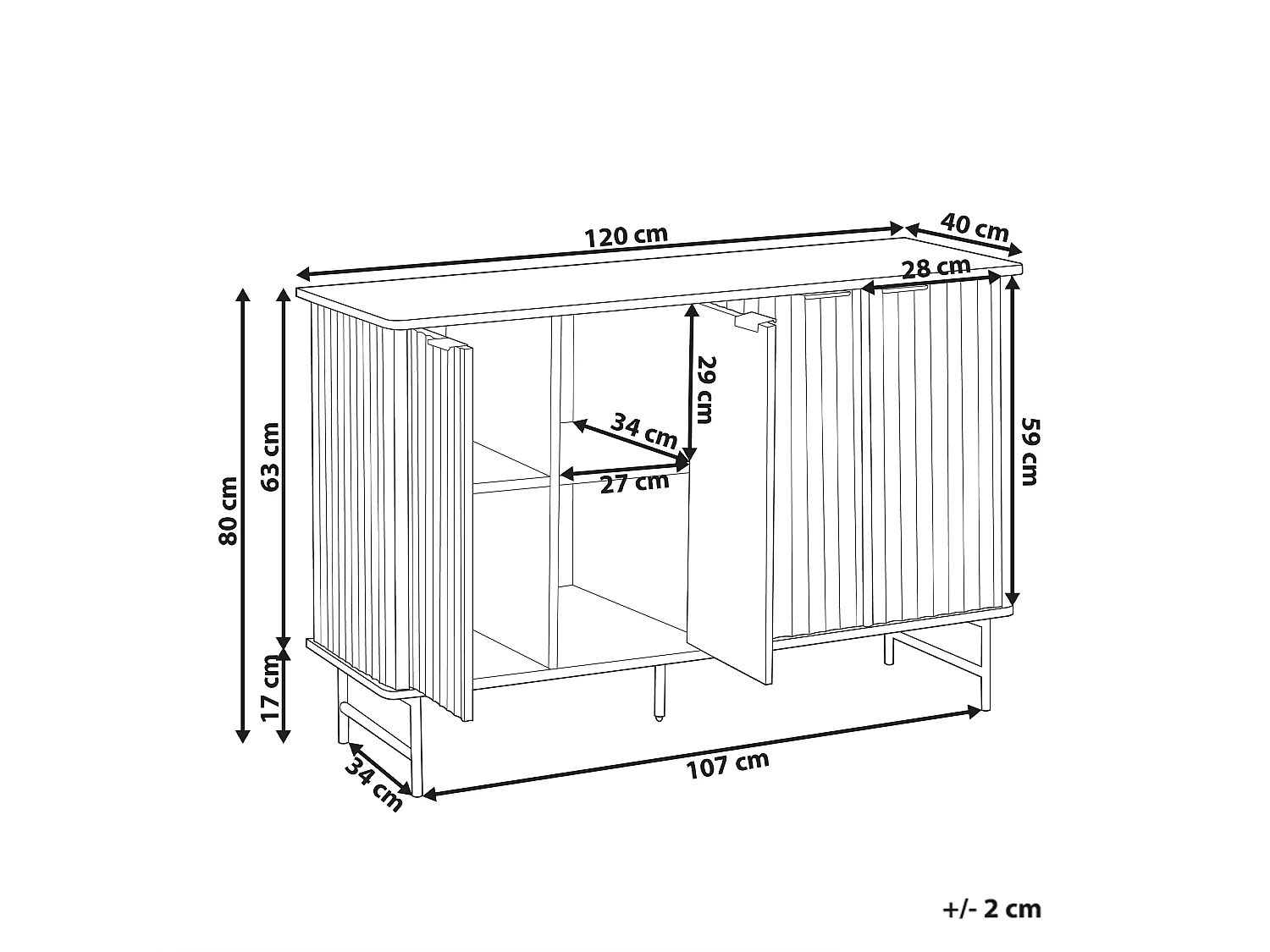 Credenza a 4 ante GLASTONBURY Marmo/ Nero
