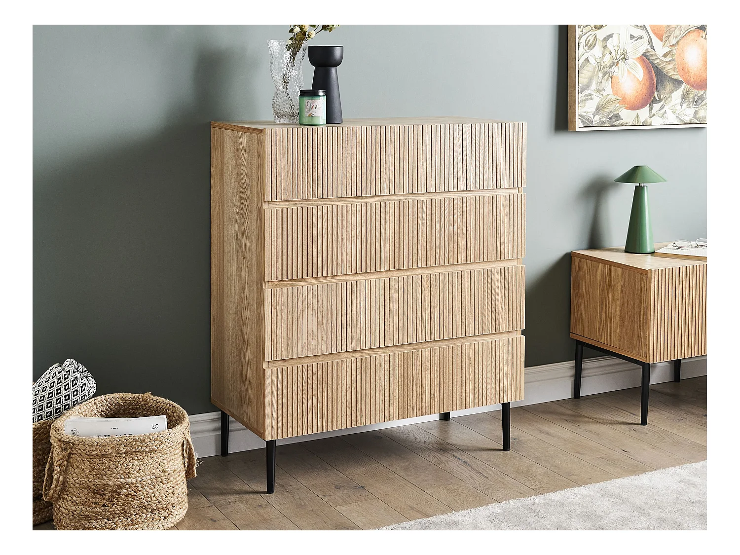 Cassettiera 4 cassetti BLYTHE Frassino naturale